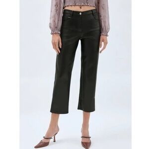 Aritzia Wilfred Melina Faux Leather Low Rise Cropped Pant In Black Sz 12